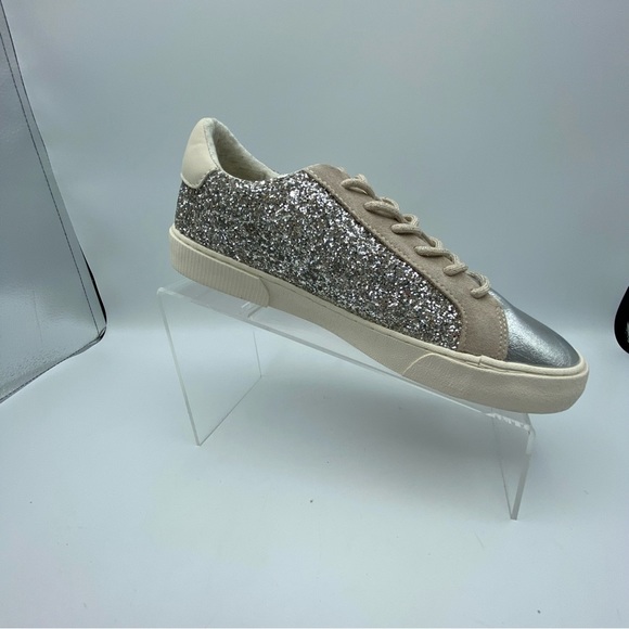 NWT. Zara Girls Silver/Tan Glitter Sneakers. Size 6. - Picture 7 of 10